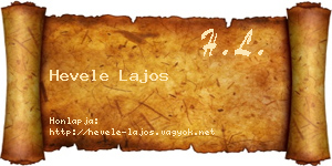 Hevele Lajos névjegykártya
